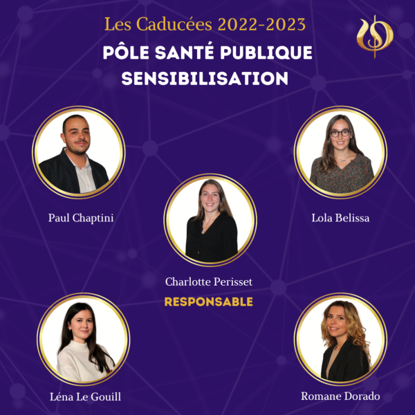 Le pôle Santé Publique se divise en deux entités: sensibilisation & caritatif. L’objectif du pôle est double, d’une part sensibiliser les étudiants des campus à différents enjeux de santé publique tout au long de l'année, et d’autre part organiser un gala de charité, cette première édition portant sur la santé de la femme.