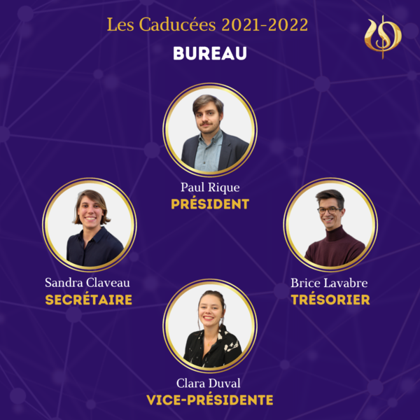 Le Bureau de l'association des Caducées coordonne les différents pôles et gère le budget.