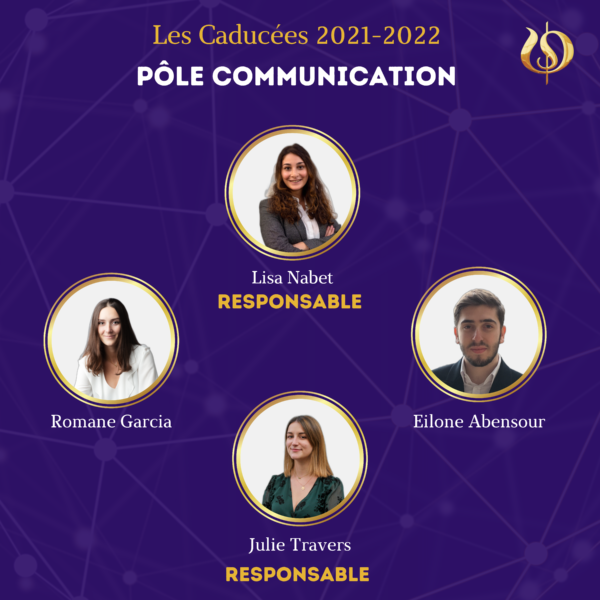 Le pôle communication s'occupe du support graphique, des réseaux sociaux et du site internet de l'association. Il travaille activement avec les différents pôles pour transmettre les informations.